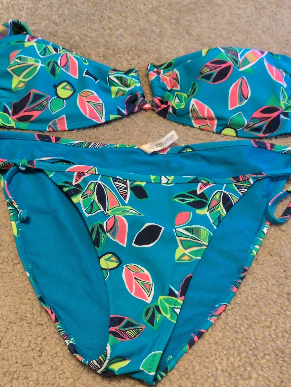 Turquoise Leaf Print Womens One-Piece Swimsuit